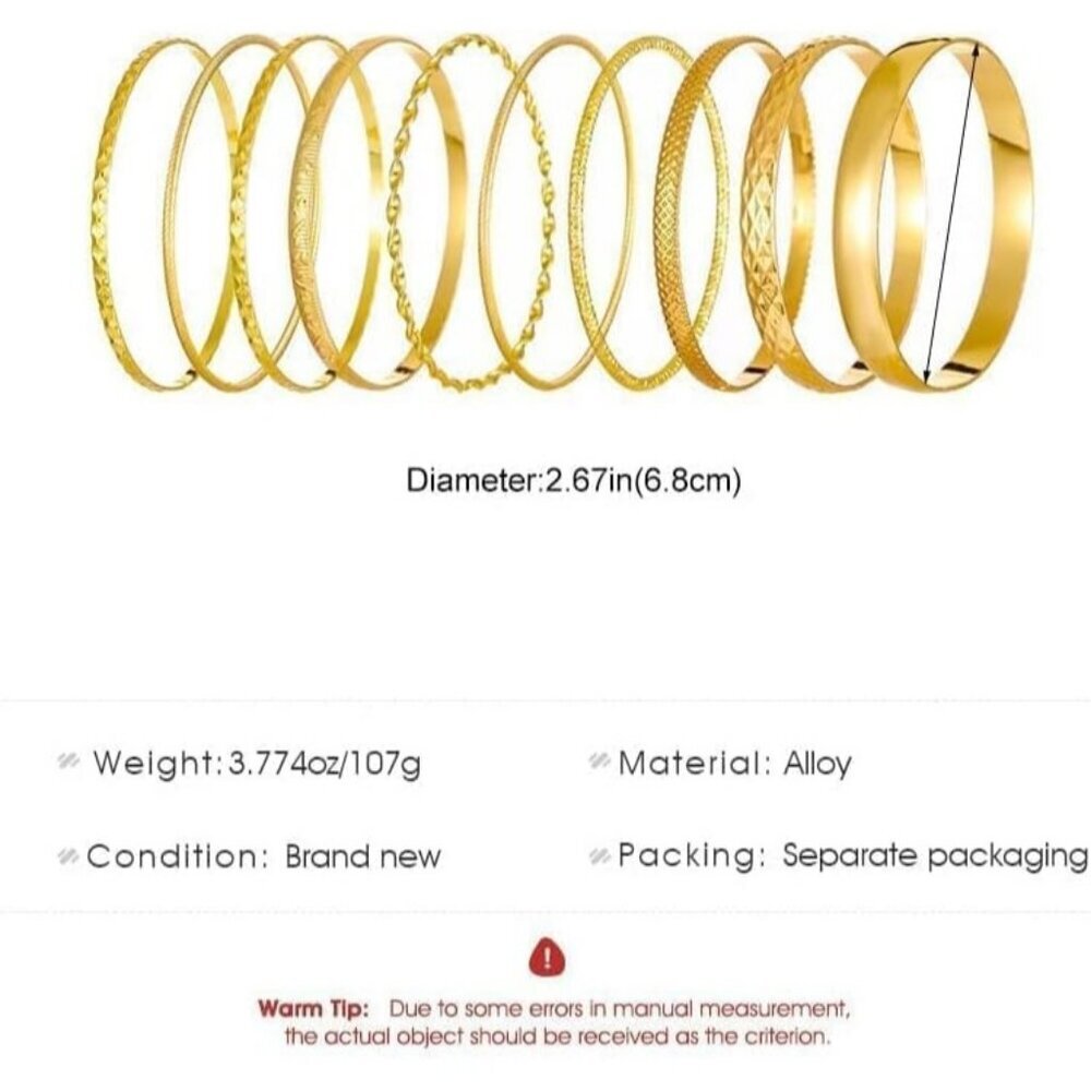 Women's Gold 1 Bracelets Bangles Stackable Bracelet Boho Bangles Indian - Picture 6 of 7